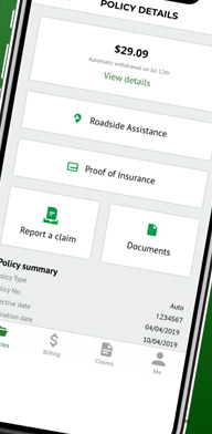 Insurance policy details being displayed on the screen of a smartphone.